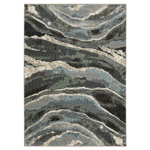 Oriental Weavers Echo Area Rug - ECH12-5'3" x 7'6" - in Blue/Green - Contemporary Style, Stain Resistant, Family and Pet Friendly, Bedroom, Office Rug