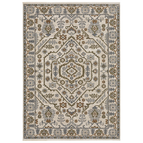 Oriental Weavers Hastings Area Rug - HA02I - 3'10" x 5'5" - in Ivory/Rust - Vintage Inspired, Stain Resistant, Family and Pet Friendly, Entrway, Bedroom Rug