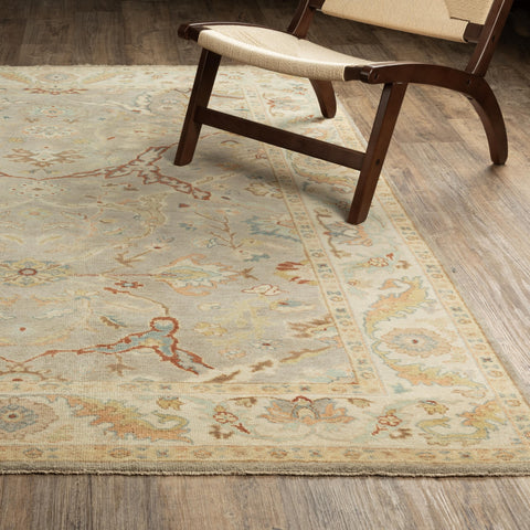 Oriental Weavers Palace Hand-Made Wool Area Rug - 10305-6' x 9' - in Grey/Beige - Vintage Inspired, Hand-Made Wool Rugs, Dining, Living Room Rug