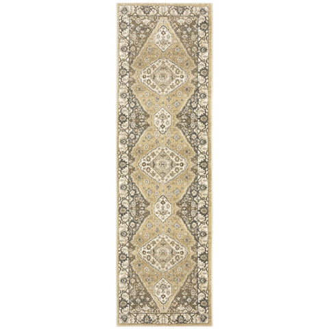 Oriental Weavers Florence Area Rug - 661I6-2'3" x 7'6" - in Beige/Grey - Vintage Inspired, Stain Resistant, Family and Pet Friendly, Entryway, Hallway Runner Rug