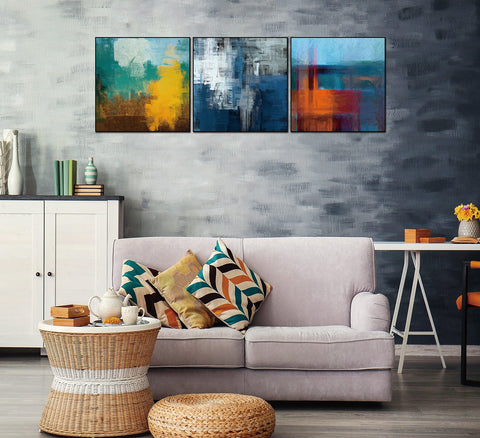 Whiteline Modern Living terra canvas wall art, 3-piece set, 28" x 28" each, black ps frame