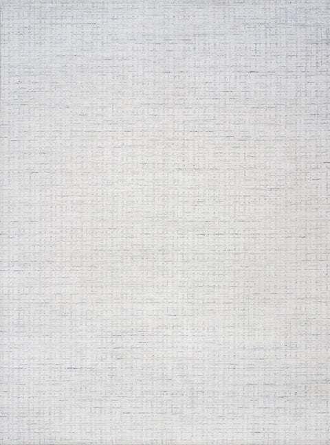 Pasargad Home Slate Collection Hand-Loomed Ivory/Blue Bsilk & Wool Area Rug with Cotton Backing-12' 0'' X 15' 0''