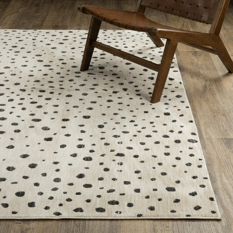Oriental Weavers Hunter HNT09 - Machine-Woven Area Rug - 2'3" x 7'6" - in Beige/Black - Modern Style Hallway, Entryway, Kitchen, Bathroom Rug