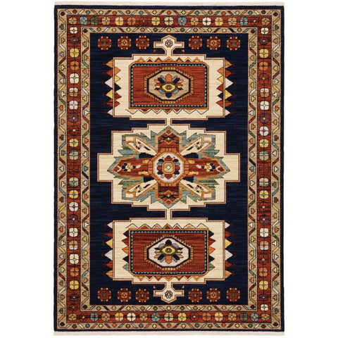 Oriental Weavers Lilihan Wool Blend Area Rug - 090B6-9'10" x 12'10" - in Blue/Red - Vintage Inspired, Wool Blend, Family, Dining, Living Room Rug