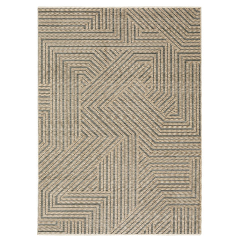 Oriental Weavers Echo Area Rug - ECH01-6'7" x 9'6" - in Beige/Grey - Modern Industrial Style, Stain Resistant, Family and Pet Friendly, Dining, Living Room Rug
