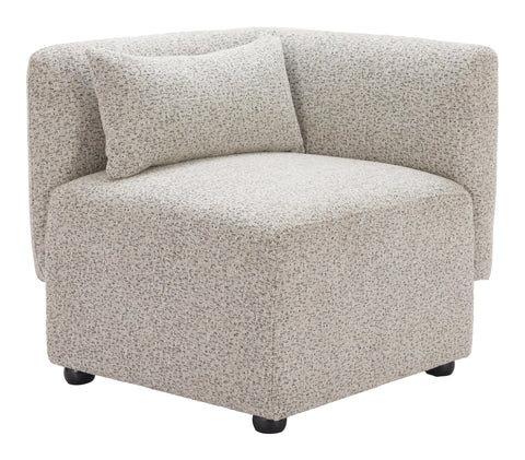 Zuo Simu Corner Chair Dune Greige, Gray Sectional, Modern Style, Textured Weave, Armrest Support, Elm Wood, Indoor Living, 29.5" W x 29.1" D x 27.6" H, Non-Stackable