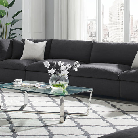 Modway Commix Upholstered Armless Modular Sofa - Down-Filled Overstuffed Sectional - 3 Seater Couch - Armless Chairs Set for Contemporary Living Rooms