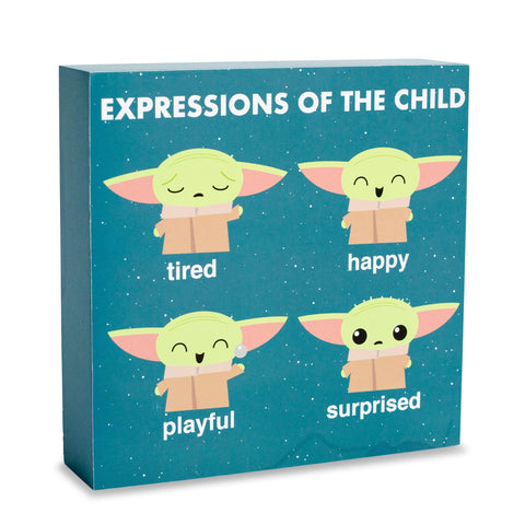 Star Wars: The Mandalorian Grogu Expressions Of The Child Wooden MDF Box Sign | Ready To Display Wall Art, Home Decor | 6 x 6 Inches