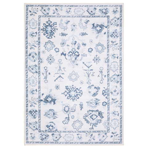 Oriental Weavers Row Addison ADD02 - Machine Washable - Flat Weave - Printed Area Rug - 9'10" x 12' - in Ivory/Blue - Traditional Style, Living Room, Family Room, Dining Room Rug