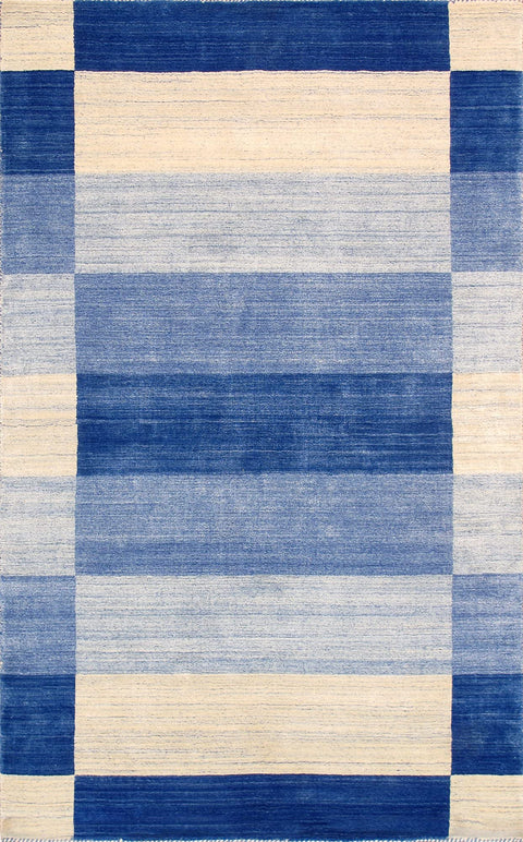 Pasargad Home Gramercy Hand-Loomed Blue Bsilk & Wool Area Rug with Cotton Backing- 4'11'' X 8' 8''