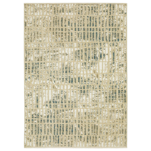 Oriental Weavers Reed Area Rug - RE12W - 6'7" x 9'6" - in Beige/Blue - Modern Style, Stain Resistant, Family and Pet Friendly, Dining, Living Room Rug