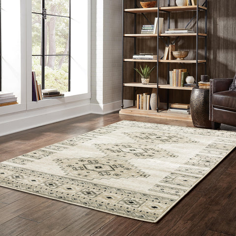 Oriental Weavers Georgia Area Rug - 643A0-9'10" x 12'10" - in Ivory/Grey - Modern Farmhouse Style, Stain Resistant, Family and Pet Friendly, Family, Dining, Living Room Rug