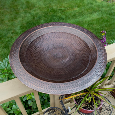 Achla Designs BBHC-23P 23" Hammered 4x4 Post birdbath, Copper Plated
