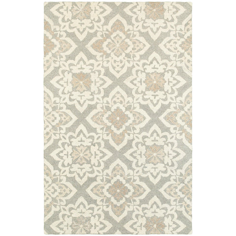 Oriental Weavers Craft Hand-Made Wool Area Rug - 93004-10' x 13' - in Grey/Sand - Scandinavian Inspired, Hand-Made Wool Rugs, Family, Dining, Living Room Rug