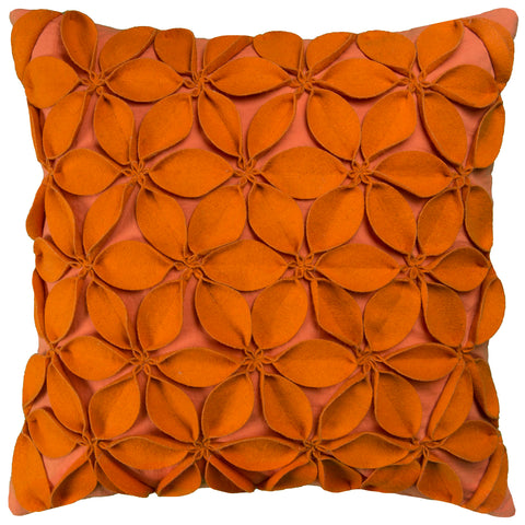 Rizzy Home | T08563 | Down Fill Decorative Pillow | 18"x18" Orange/Brown/Orange