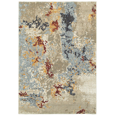 Oriental Weavers Evolution Area Rug - 8043K - 10' x 13'2" - in Beige/Blue - Modern Style, Stain Resistant, Family and Pet Friendly, Family, Dining, Living Room Rug