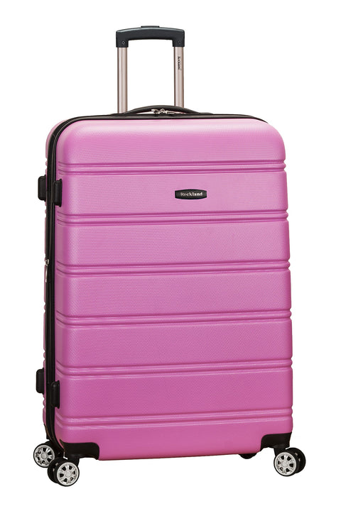 Rockland Melbourne Hardside Expandable Luggage with Spinner Wheels, Pink, Checked Large 28"