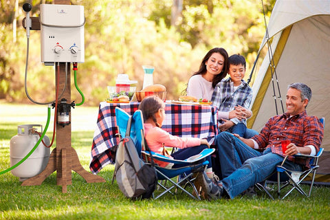 Eccotemp L5 Portable Outdoor Tankless Water Heater w/ EccoFlo Diaphragm 12V Pump and Strainer