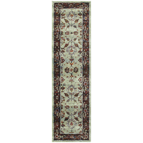 Oriental Weavers Andorra Area Rug - 6842D - 2'3" x 8' - in Stone/Red - Vintage Inspired, Stain Resistant, Family and Pet Friendly, Entryway, Hallway Runner Rug