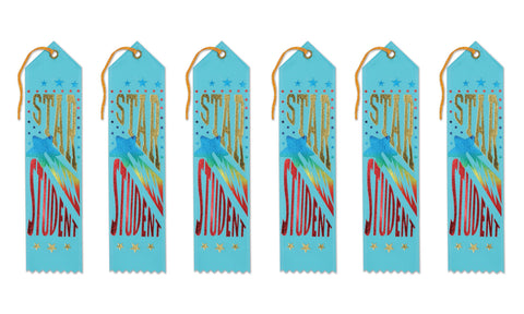 Beistle Star Student Award Ribbons, 2 by 8-Inch, 6-Pack