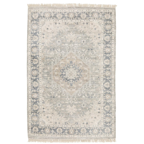 Oriental Weavers Malabar Hand-Made Area Rug - 45302-10' x 13' - in Beige/Grey - Vintage Inspired, Hand-Made Rugs, Family, Dining, Living Room Rug