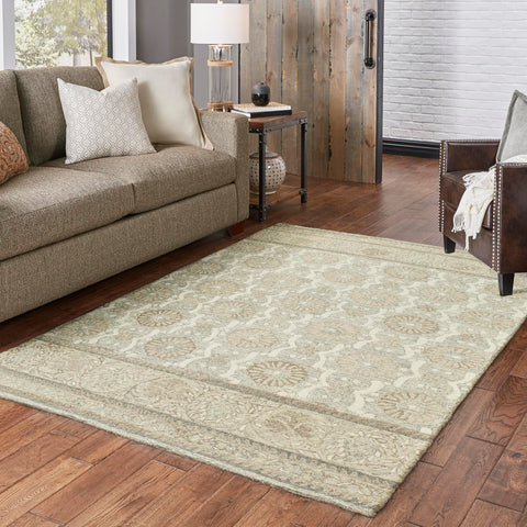 Oriental Weavers Craft Hand-Made Wool Area Rug - 93002-3'6" x 5'6" - in Ash/Sand - Scandinavian Inspired, Hand-Made Wool Rugs, Entrway, Bedroom Rug