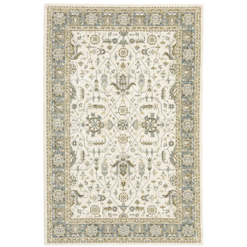 Oriental Weavers Andorra Area Rug - 9537P - 10' x 13'2" - in Ivory/Grey - Vintage Inspired, Stain Resistant, Family and Pet Friendly, Family, Dining, Living Room Rug
