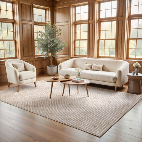 Oriental Weavers Oliver OLV07-7'10" x 10'10" Area Rug - in Beige/Tan - Industrial, Modern, Living Room, Family Room, Dining Room, Bed Room Area Rug