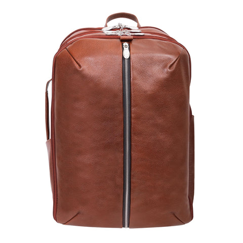 McKlein Englewood, 17" Leather Carry-All, Laptop & Tablet Weekend Backpack, Laptop & Tablet, Convertible Travel Business Backpack & Cross-Body, Dual Compartment Laptop/Computer & Tablet Backpack Bag