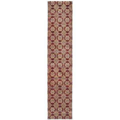 Oriental Weavers Andorra Area Rug - 6883A - 2'6" x 12' - in Red/Gold - Vintage Inspired, Stain Resistant, Family and Pet Friendly, Entryway, Hallway Runner Rug