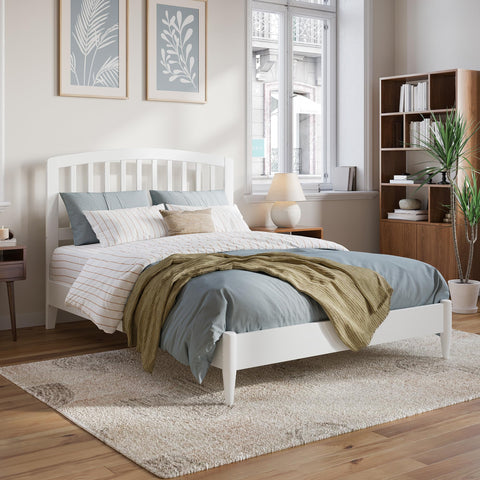AFI, Quincy Full Solid Wood Low Profile Platform Bed, White