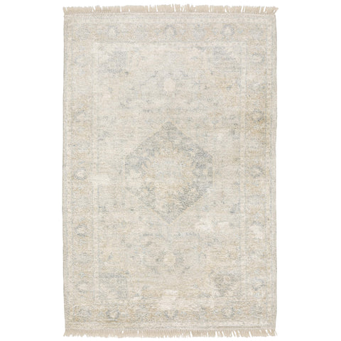 Oriental Weavers Malabar Hand-Made Area Rug - 45303-5' x 8' - in Beige/Grey - Vintage Inspired, Hand-Made Rugs, Bedroom, Office Rug