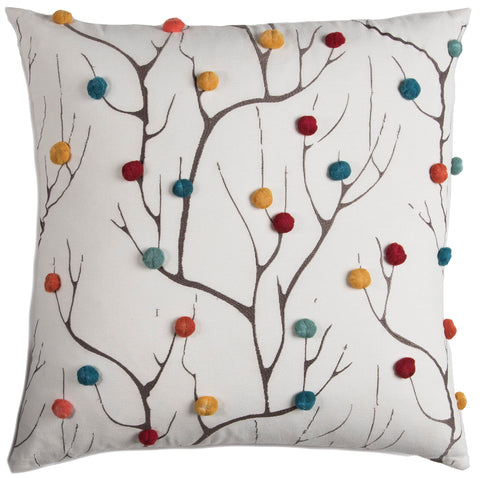 Rizzy Home | T11183 | Cover Only Decorative Pillow | 20"x20" White/Yellow/Red