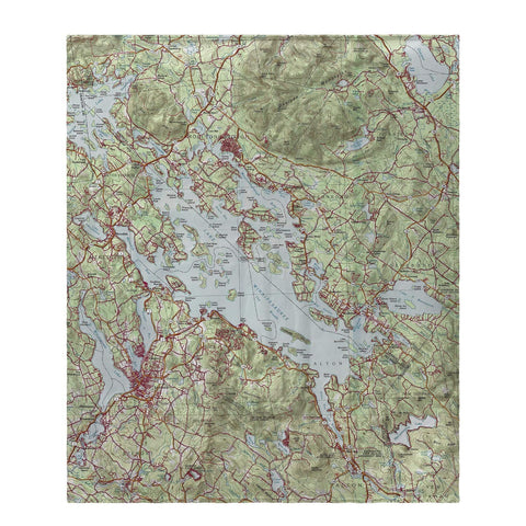 Betsy Drake Lake Winnipesaukee, NH Nautical Map Fleece Throw Blanket 60 X 50 Inches