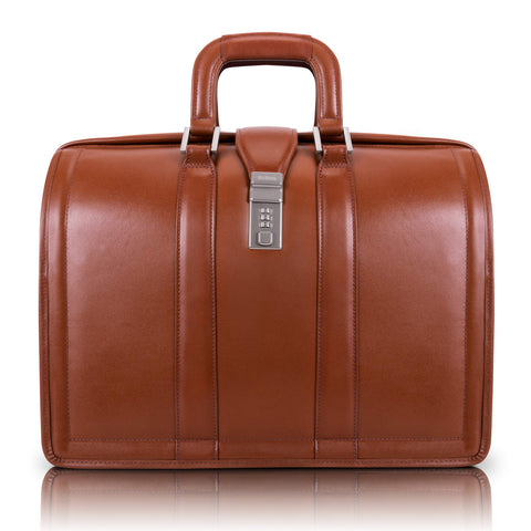 McKlein, V Series, MORGAN, Top Grain Cowhide Leather, 17" Leather Litigator Laptop Briefcase, Brown (83344)