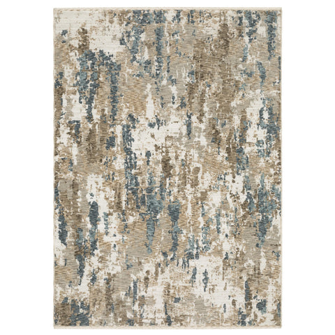 Oriental Weavers Echo Area Rug - ECH11-9'10" x 12'10" - in Beige/Teal - Modern Style, Stain Resistant, Family and Pet Friendly, Family, Dining, Living Room Rug