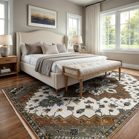 Oriental Weavers Keira Area Rug - KEI03-5'3" x 7'6" - in Rust/Ivory - Vintage Inspired, Stain Resistant, Family and Pet Friendly, Bedroom, Office Rug