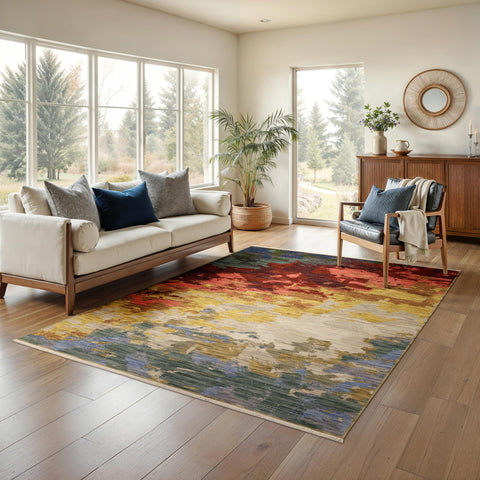 Oriental Weavers Soleri Wool Blend Area Rug - SOL04-9'10" x 12'10" - in Beige/Multi - Modern Style, Wool Blend, Family, Dining, Living Room Rug