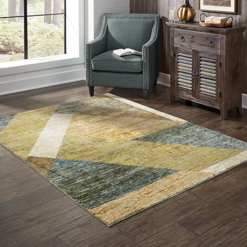 Oriental Weavers Strada Area Rug - STR09-10' x 13'2" - in Gold/Blue - Modern Style, Stain Resistant, Family and Pet Friendly, Family, Dining, Living Room Rug