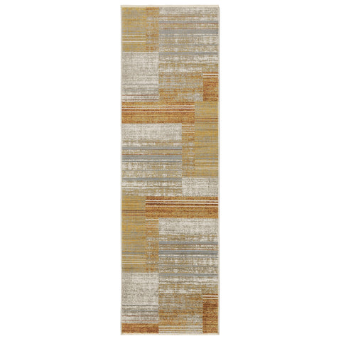 Oriental Weavers Bauer Area Rug - 090R2-2'3" x 7'6" - in Rust/Gold - Modern Style, Recycled PET Fibers, Stain Resistant, Entryway, Hallway Runner Rug
