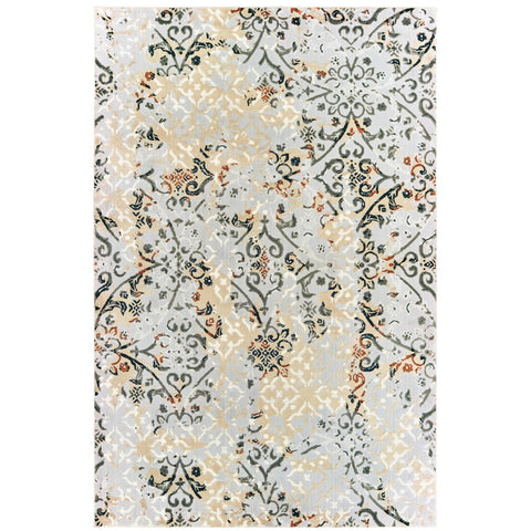 Oriental Weavers Bowen Area Rug - 108W2-9'10" x 12'10" - in Grey/Gold - Casual Floral, Stain Resistant, Family and Pet Friendly, Family, Dining, Living Room Rug