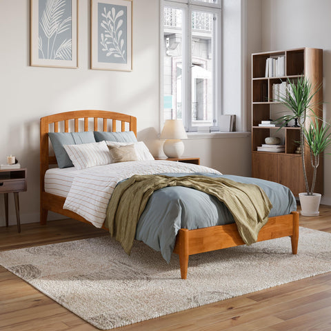 AFI, Quincy Twin XL Solid Wood Low Profile Platform Bed, Light Toffee