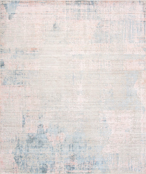 Pasargad Home Malibu Collection Hand-Loomed Grey/Pink Bsilk Abstract Malibu Area Rug with Cotton Backing- 9' 0'' X 12' 0''