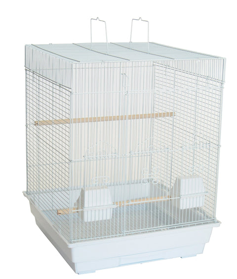 YML A5924 3/8" Bar Spacing Flat Top Small Bird Cage, White, 18" x 18"