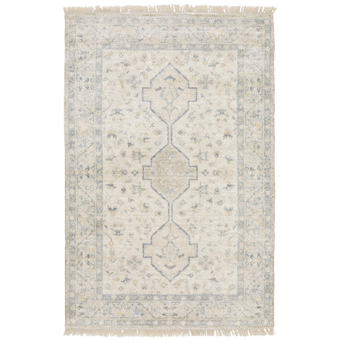 Oriental Weavers Malabar Hand-Made Area Rug - 45304-10' x 13' - in Beige/Charcoal - Vintage Inspired, Hand-Made Rugs, Family, Dining, Living Room Rug
