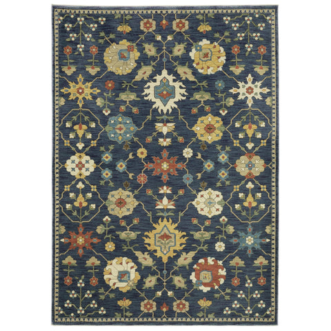 Oriental Weavers Francesca Area Rug - FR02L - 9'10" x 12'10" - in Blue/Gold - Vintage Inspired, Stain Resistant, Family and Pet Friendly, Family, Dining, Living Room Rug