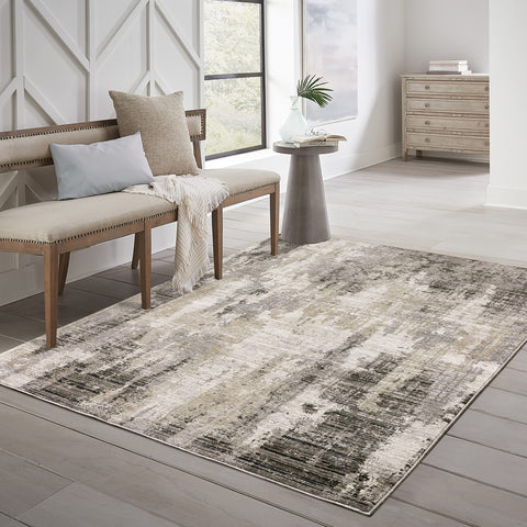 Oriental Weavers Nebulous Area Rug - 4151N - 5'3" x 7'6" - in Grey/Beige - Modern Style, Stain Resistant, Family and Pet Friendly, Bedroom, Office Rug
