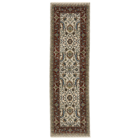 Oriental Weavers Aberdeen Area Rug - 144D1-2'3" x 7'6" - in Ivory/Red - Vintage Inspired, Stain Resistant, Family and Pet Friendly, Entryway, Hallway Runner Rug