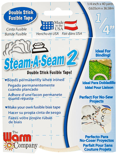 The Warm Company - Steam-A-Seam 2 – ¼" x 40 Yard Fusible Tape, Double Stick Fabric Adhesive for Quilting, Sewing & Appliqué