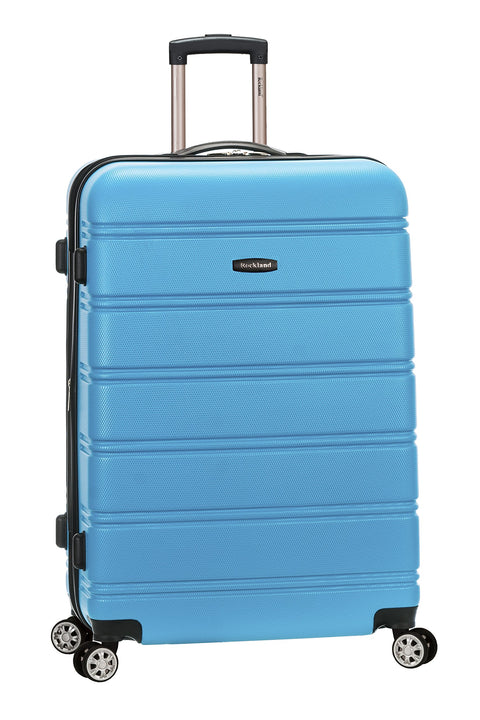 Rockland Melbourne Hardside Expandable Luggage with Spinner Wheels, Turquoise, Checked Large 28"